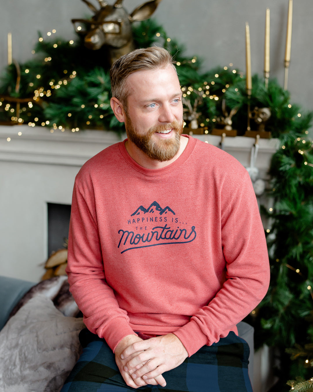 Men's Mountains Crew Sweatshirt, Chili