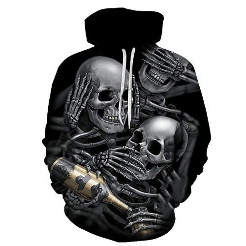 Men/Women 3d Hoodies Skulls Champagne Print  Hooded Hoodies Thin 3d Sweatshirts Hoody Autumn WintTops